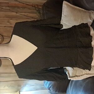 Lauren Ralph Lauren Brown Polka Dot Ruffle-Trim V-Neck Flutter Sleeve Silk Blous